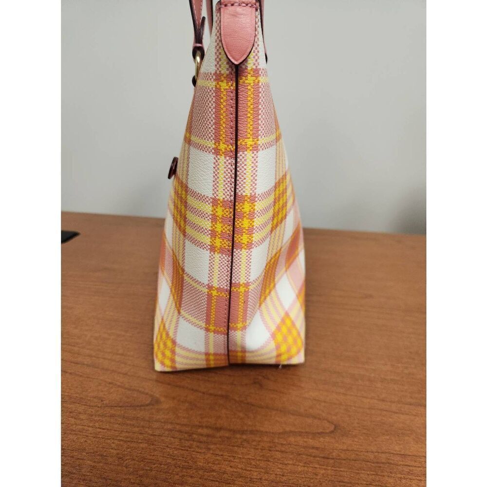 NWOT Coach Gallery Tote Bag With Garden Plaid Print (PF) - Picture 7 of 14